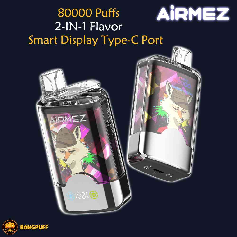 AIRMEZ 2 in 1 8000 puffs disposable vape double flavor mesh coil rechargeable type c compact vape