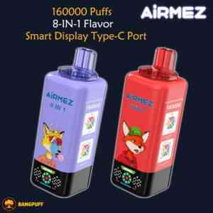 AIRMEZ 8 in 1 160000 puffs disposable vape multi flavor switching dual mesh coil rechargeable type c vape