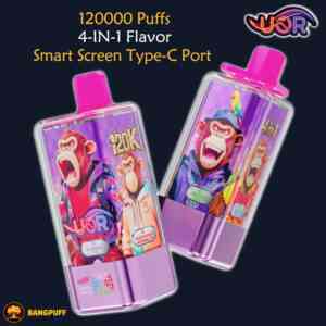 UOR 120000 puffs disposable vape 4 in 1 rechargeable mesh coil vape with 64ml e liquid