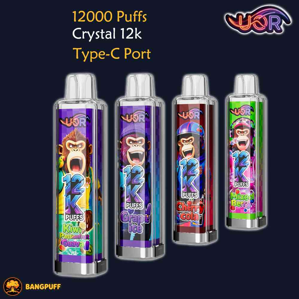UOR Crystal 12000 puffs disposable vape compact rechargeable mesh coil type c vape 18ml