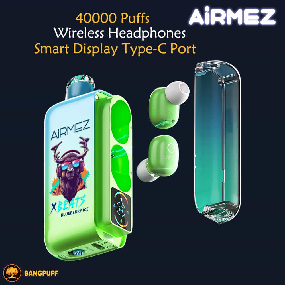AIRMEZ XBEATS 2 in 1 smart vape 40000 puffs with built-in TWS earphones dual mesh coil rechargeable device