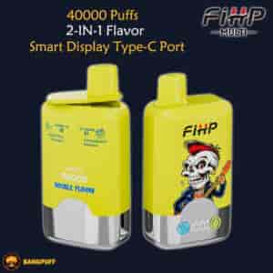 FIHP 40000 puffs disposable vape double flavor device with dual mesh coil rechargeable type c high capacity vape