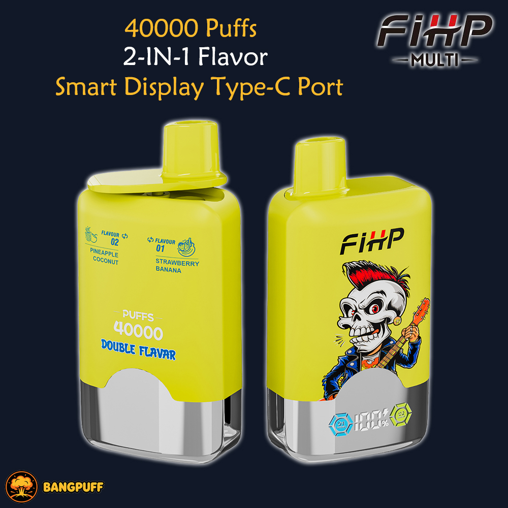 FIHP 40000 puffs disposable vape double flavor device with dual mesh coil rechargeable type c high capacity vape