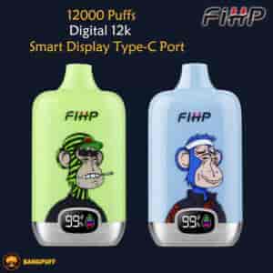 FIHP 12000 puffs disposable vape compact device with 20ml e liquid 650mAh battery 1.0 ohm mesh coil rechargeable vape