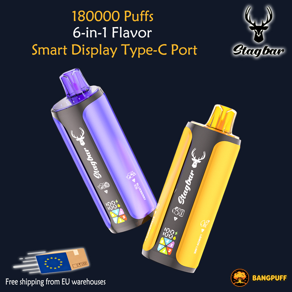 STAG BAR 6 in 1 180000 puffs disposable vape multi flavor rotating system LED display EU warehouse vape device
