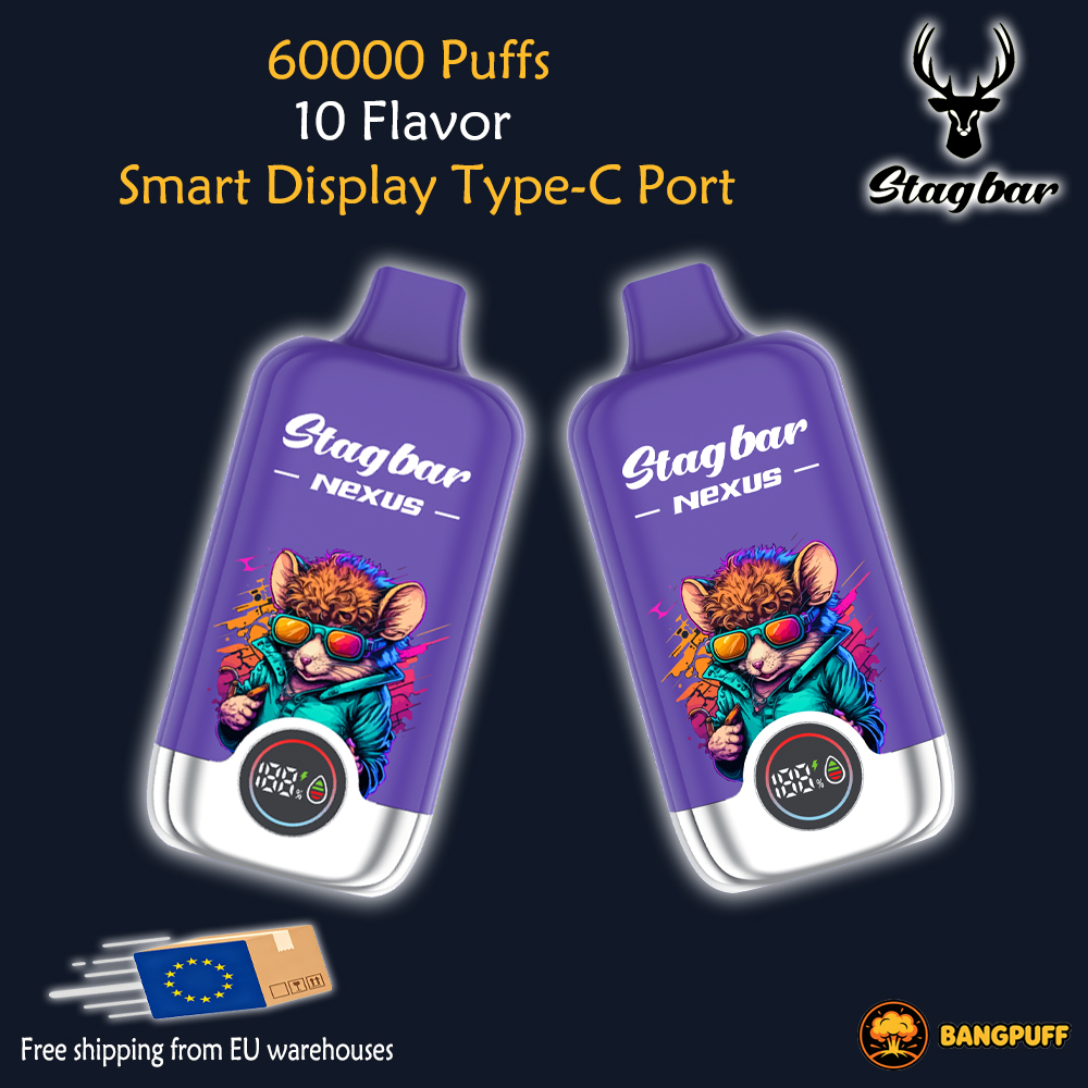 STAG BAR Nexus 60000 Puffs Disposable Vape with HD Mirror Screen, Free Shipping from EU Warehouse with 3-7 Days Delivery