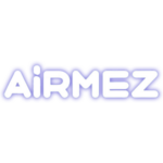 Stylized white “AiRMEZ” logo on a purple horizontal banner against a light gray background