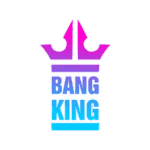 薄いグレーの背景に、青のグラデーション文字でBANG KINGの上にあるピンクと紫の王冠アイコン
