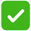 Green rounded square icon with a white check mark centered inside