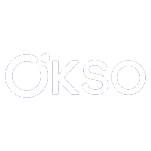 Large outlined letters “CKSO” in light blue on a light gray background