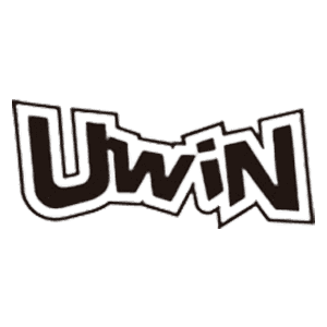 Stylized black and white “Uwin” logo with bold, outlined letters in a playful, graffiti-like font