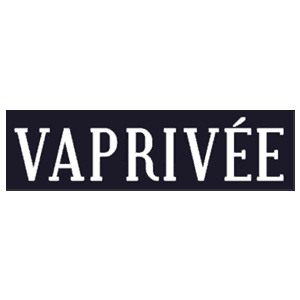 White serif text “VAPRIVÉE” on a dark rectangular background