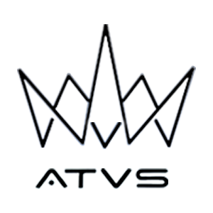 Black geometric crown logo above the word ATVS