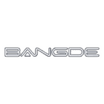Stylized outlined word BANGDE on a white background